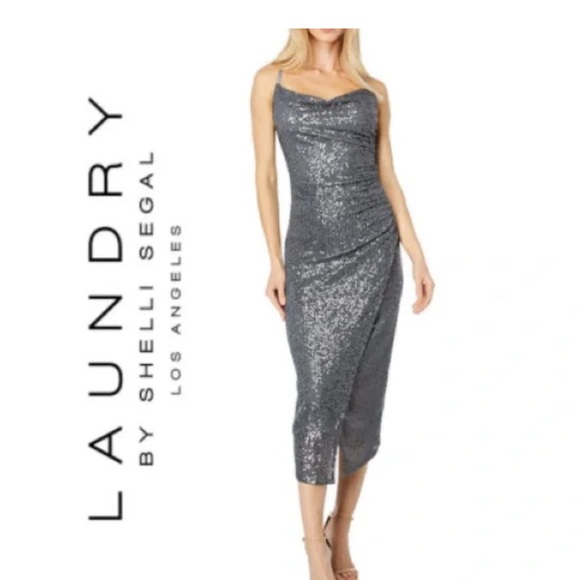 Elegant Dark Gray Sequin Dress - Picture 1 of 5